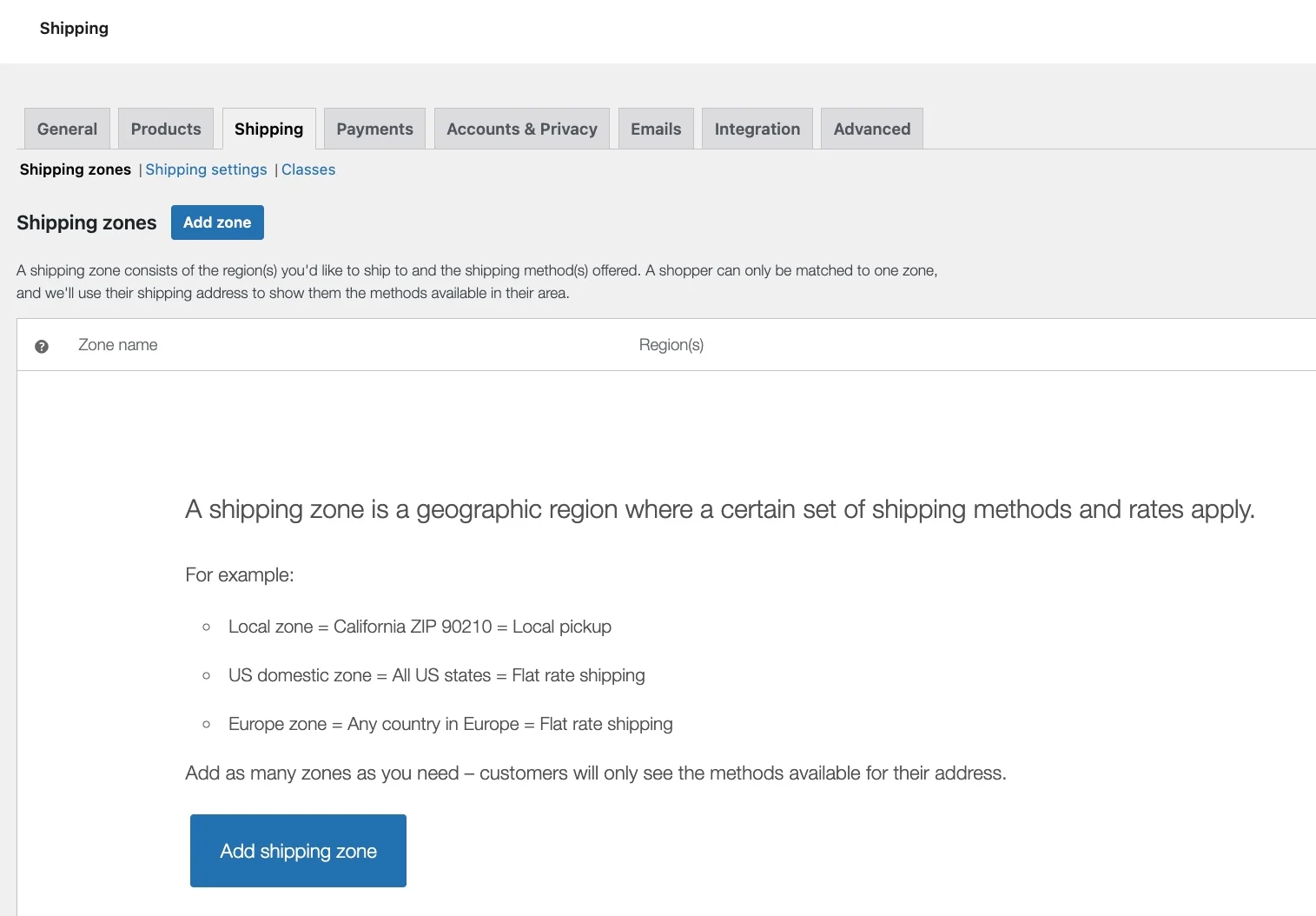 First Step of Setup Free Shipping. In this step shipping zone is being created.