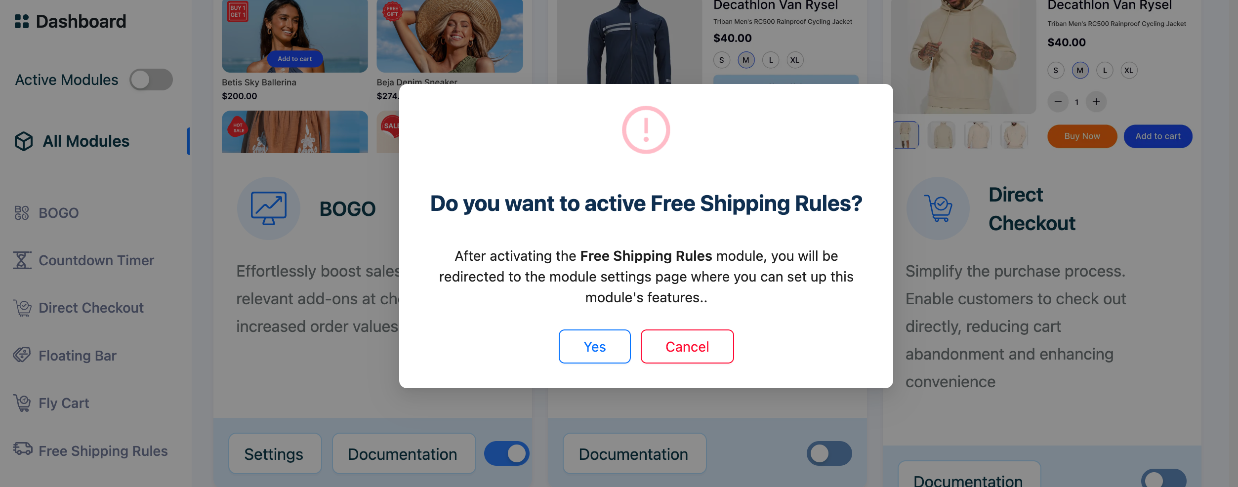 Activating FREE shipping Bar module in StoreGrowth
