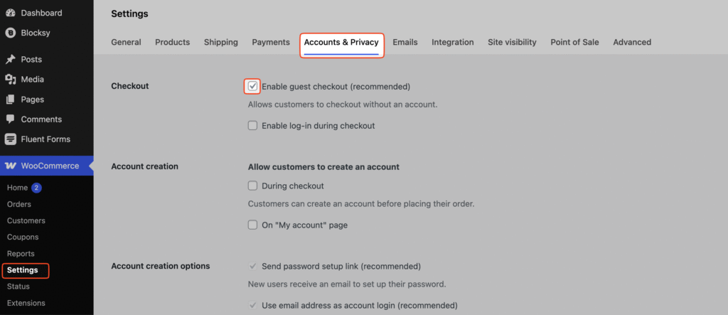 Enabling Guest Checkout in WooCommerce