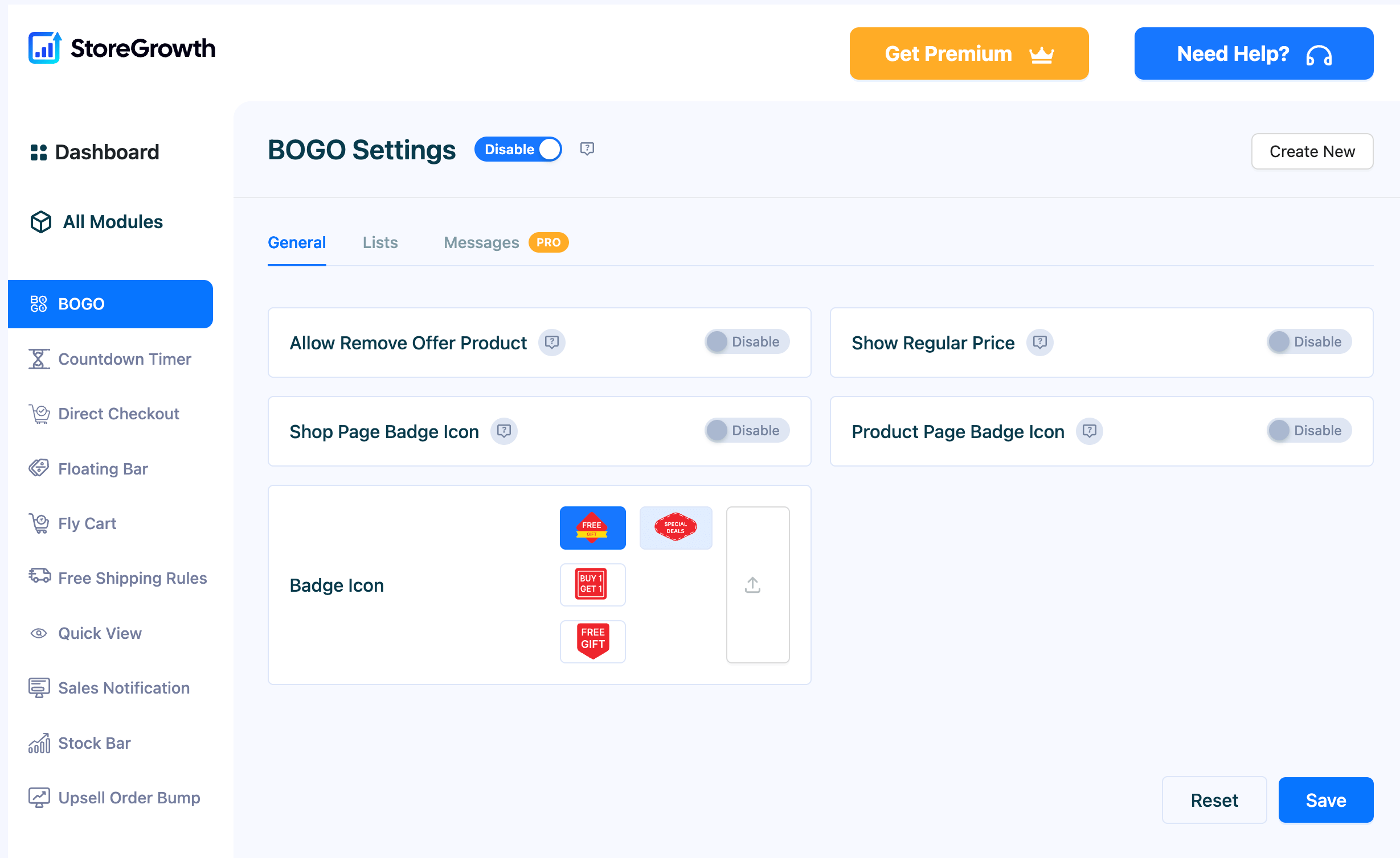 This image shows the detail modules page