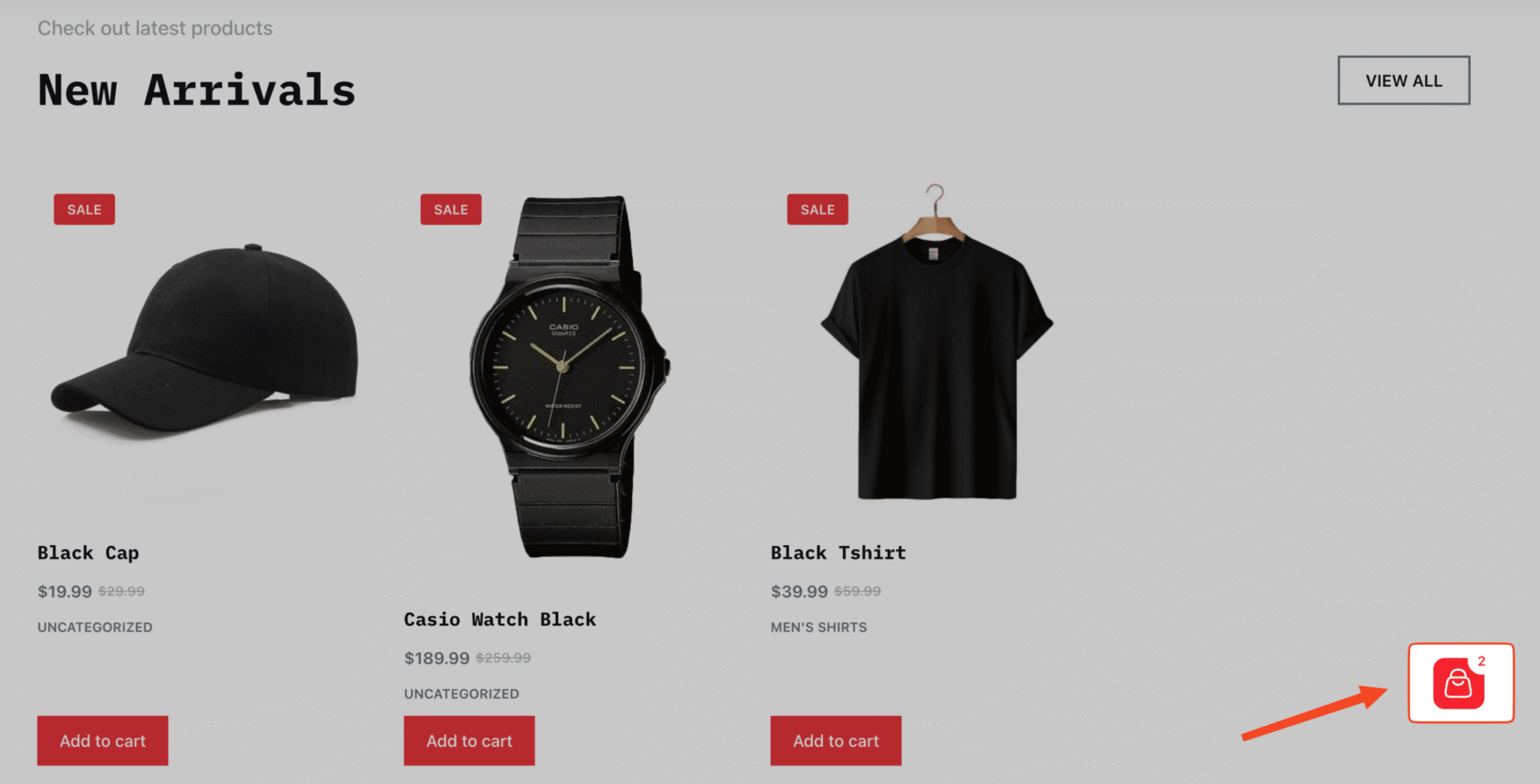 This image highlights the Fly Cart in the StoreFront