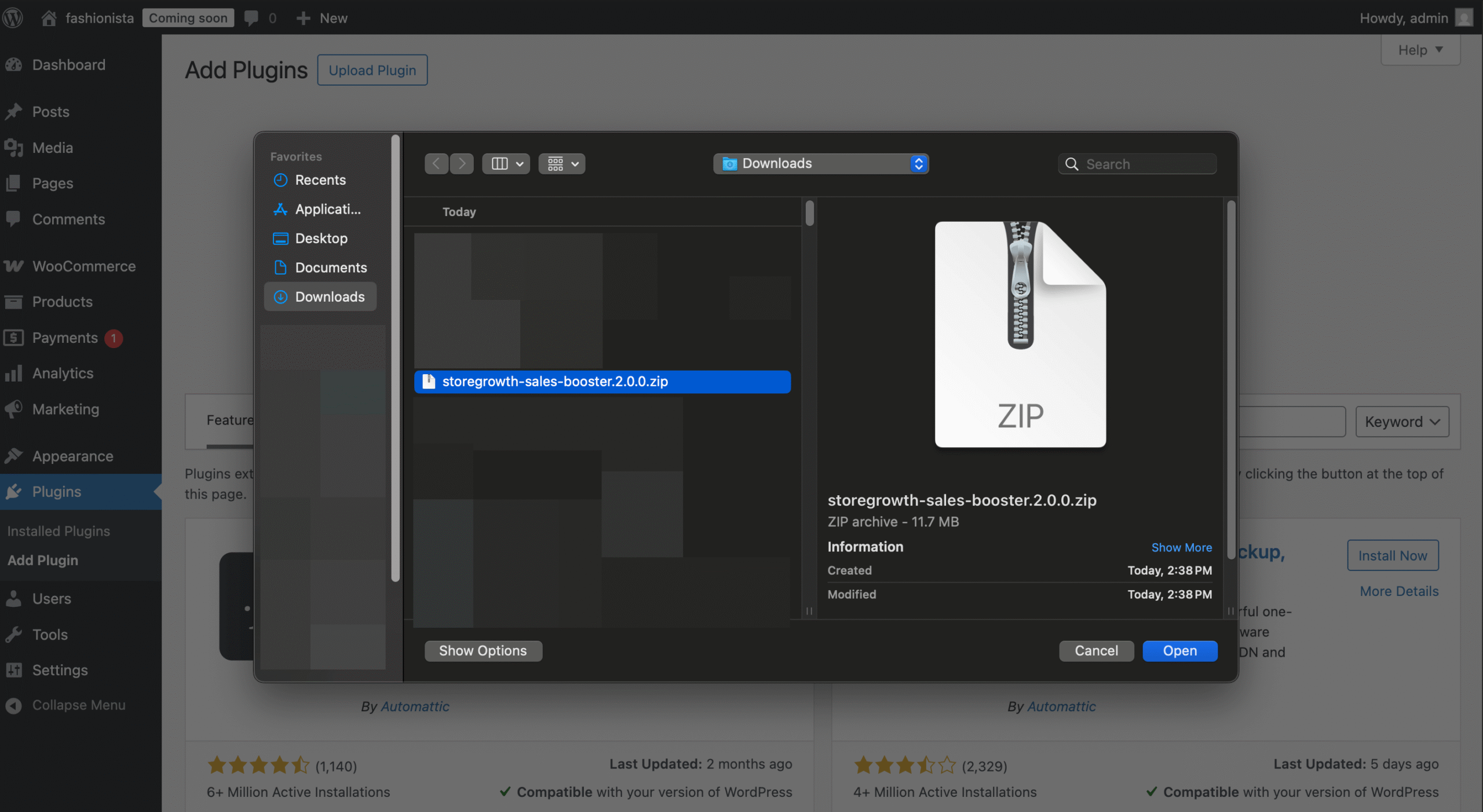 This image shows how to find the StoreGrowth plugin file in desktop after downloading