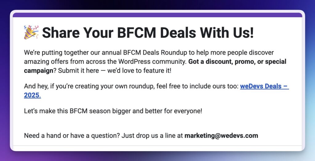 Submit the Best WordPress Black Friday & Cyber Monday Deals on StoreGrowth Website