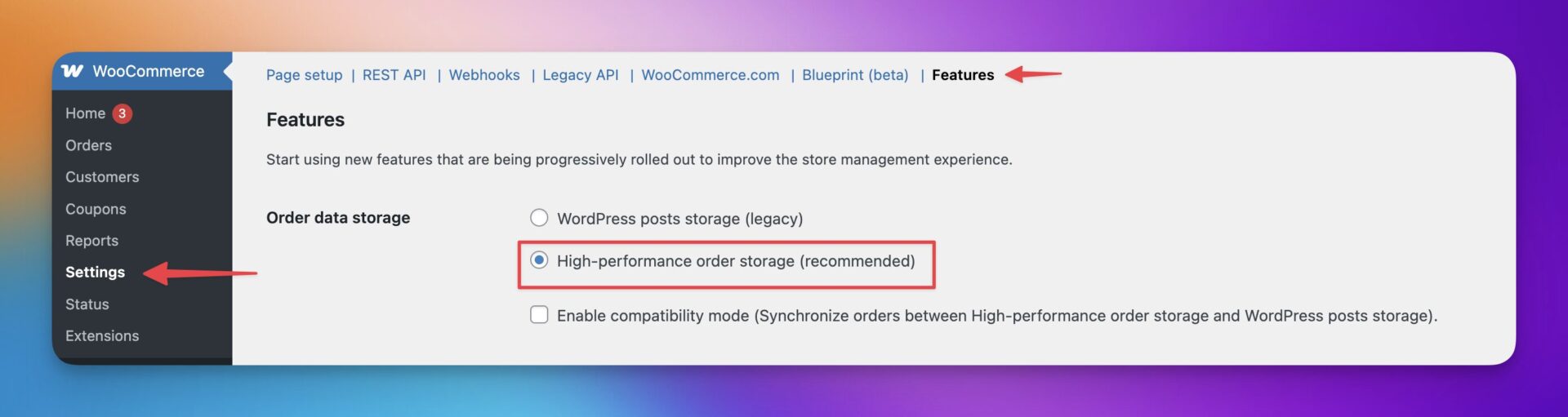 How To Locate The High Performance Order Storage Settings in WooCommerce